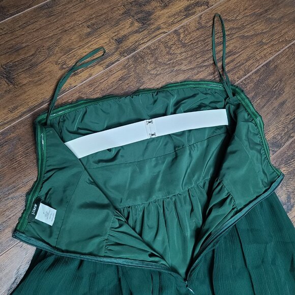 J Crew 100% Silk Green Strapless Dress Size 8 - Picture 4 of 6